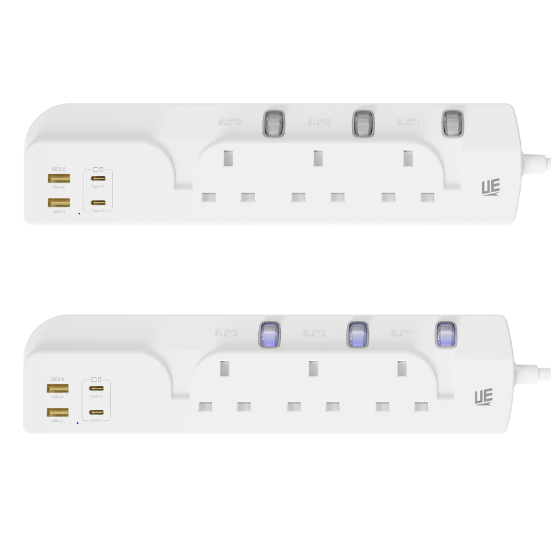 UE Electronic 65W Type G 7 in 1 GaN USB Extension Socket