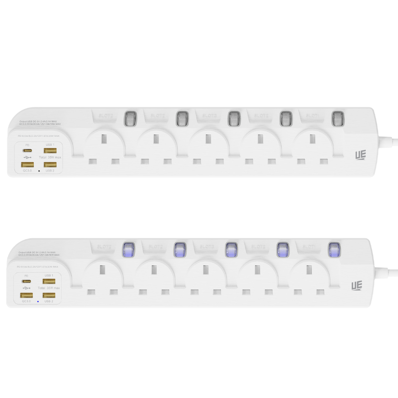 UE Electronic 35W Type G 9 in 1 GaN USB Extension Socket